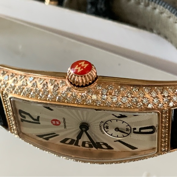 Michele Coquette * Beautiful Rose Tone Valerie Aldrich Watch w/Diamonds - Picture 10 of 16